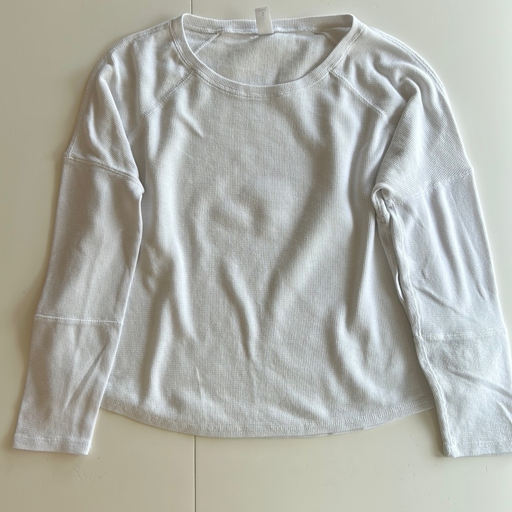 white waffle long sleeve